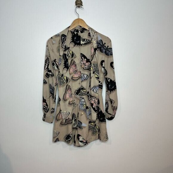 Reiss Women's Size 2 Gail Playsuit Butterfly Pleat Short Romper Tan Pockets NWT - Picture 10 of 16